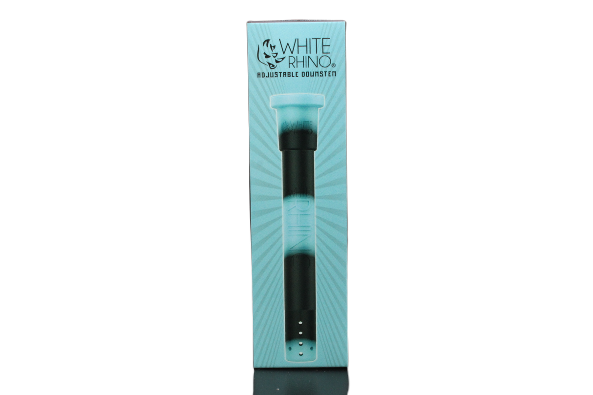 white rhino adjustable downstem in a cyan and black color combination.