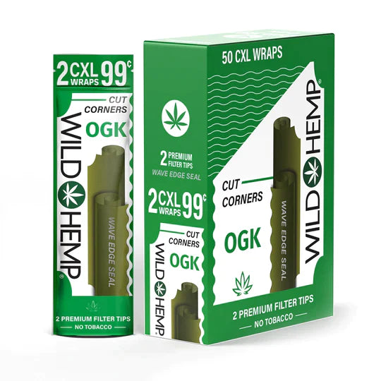 Wild Hemp XL Cut Corner Wraps – 25 Count Display Box 2ct