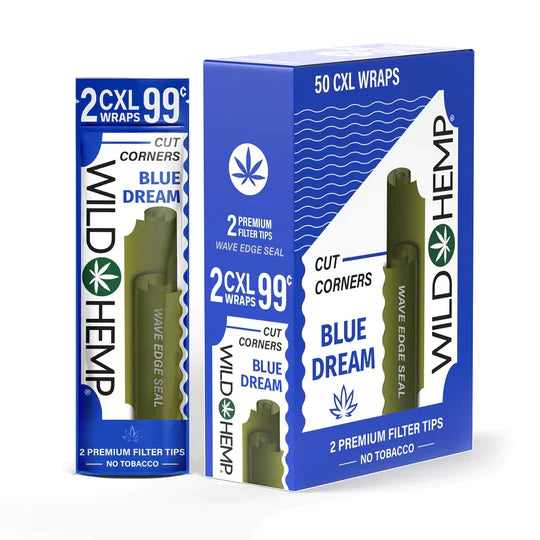 Wild Hemp XL Cut Corner Wraps – 25 Count Display Box 2ct
