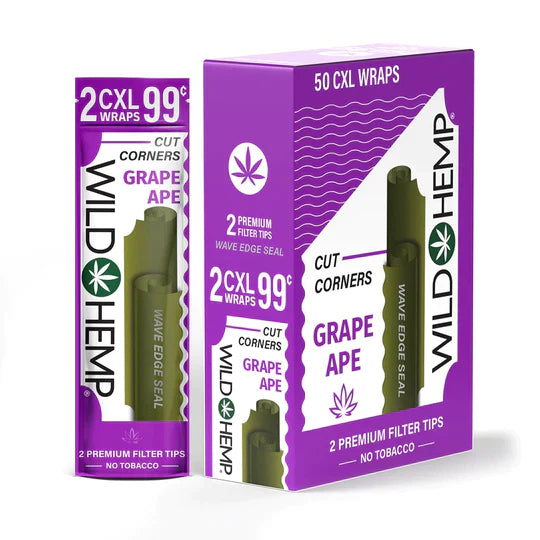 Wild Hemp XL Cut Corner Wraps – 25 Count Display Box 2ct
