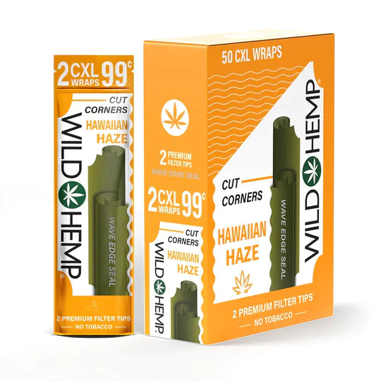 Wild Hemp XL Cut Corner Wraps – 25 Count Display Box 2ct