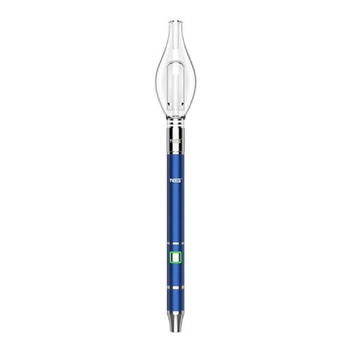 Front standing view of the Yocan Dive Mini Vaporizer Pen Kit in a deep dark blue. This portable dual-mode concentrate device functions as both a standard dab pen and an electronic nectar collector.