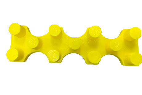 Angled overhead view of the 18mm Female Glass Bowl Stands in yellow. This laboratory-grade glass storage accessory provides a stable base for holding, cleaning, or displaying male slide bowls safely.