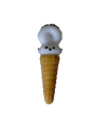 Front profile view of the 6-Inch Glizzy Ceramic Ice Cream Cone Pipe featuring a waffle cone base and a colorful ice cream top. This fun, novelty hand pipe offers a deep bowl and smooth hits, making it a playful addition to any smoke shop display.