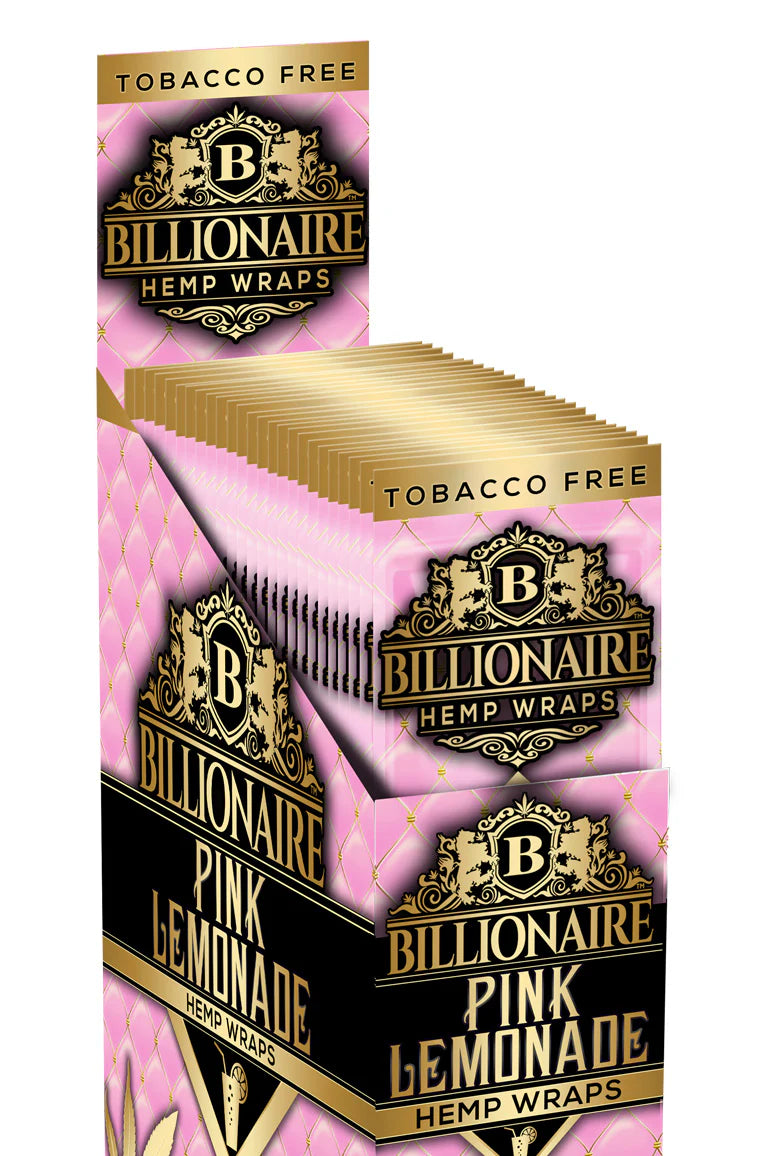 front view of the pink Billionaire Pink lemonade hemp wraps.
