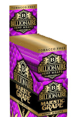 front view of the purple Majestic Grape flavor hemp wraps display box by Billionaire.