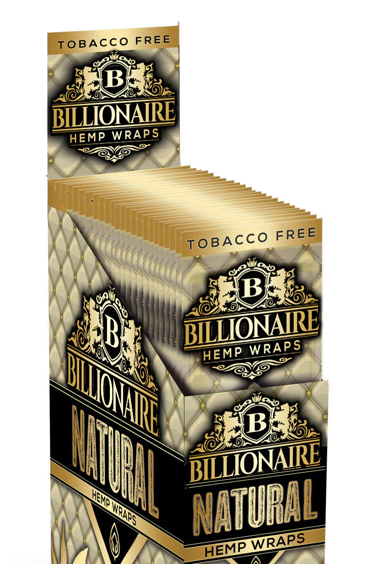 front view of the natural flavor hemp wraps display box by billionaire.
