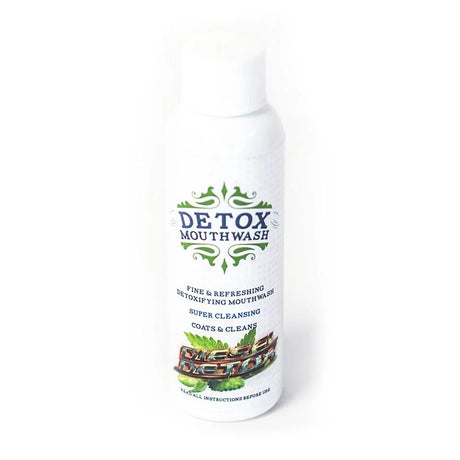 Detox mouthwash bottle on a white background