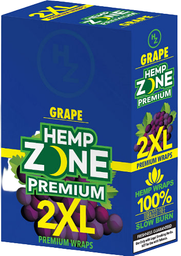 Hemp Zone 2XL Hemp Wraps – Tobacco-Free 2-Pack 15ct Display Box