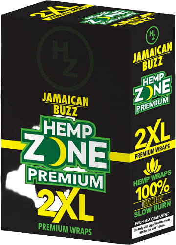 Hemp Zone 2XL Hemp Wraps – Tobacco-Free 2-Pack 15ct Display Box