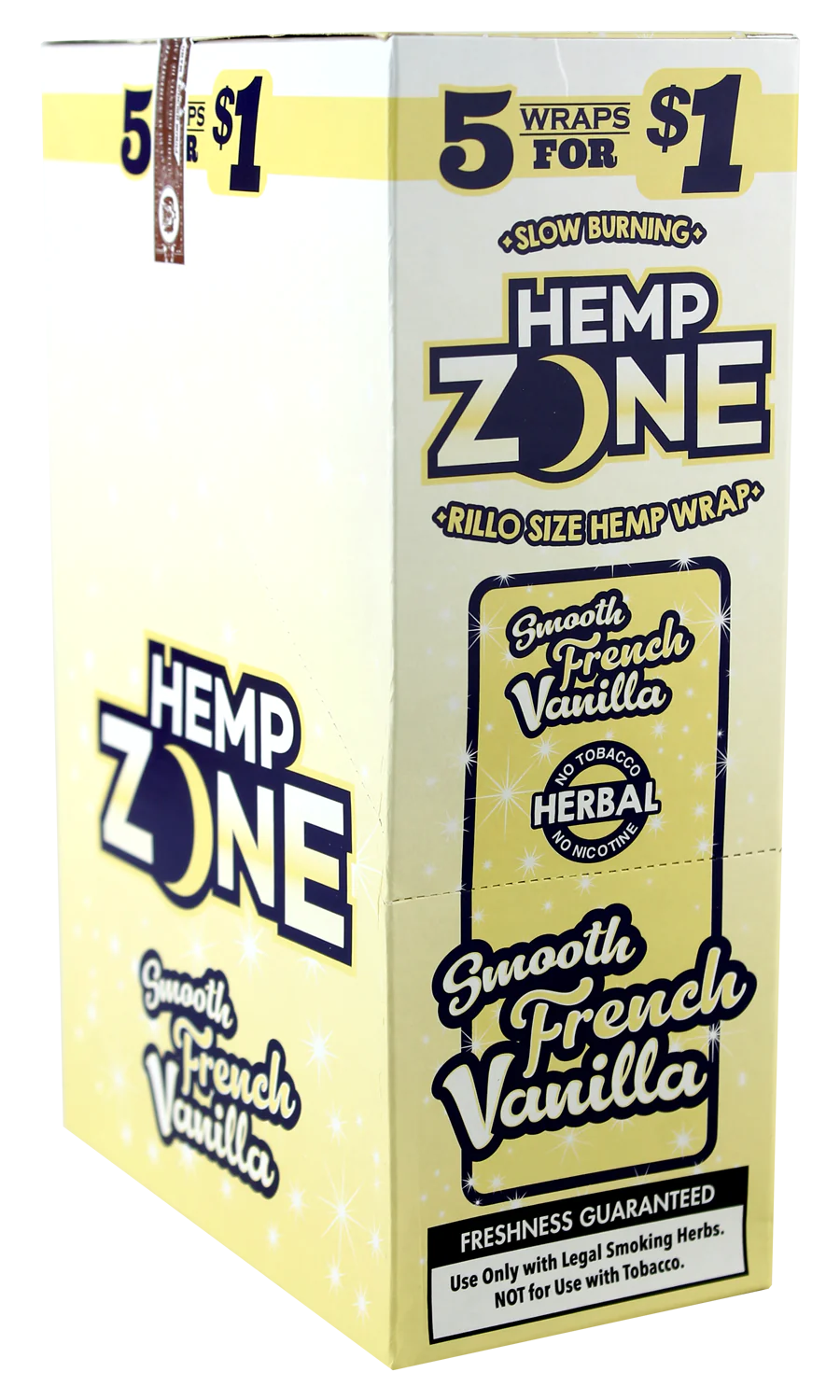 Hemp Zone Hemp Wraps – Tobacco-Free 5-Pack 15ct Display Box