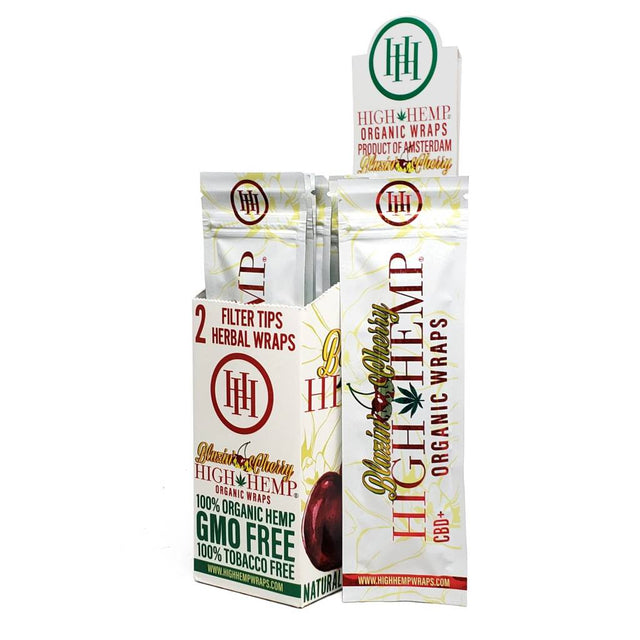 angled view of the High Hemp Blazin' Cherry. The number one organic tobacco free wrap.