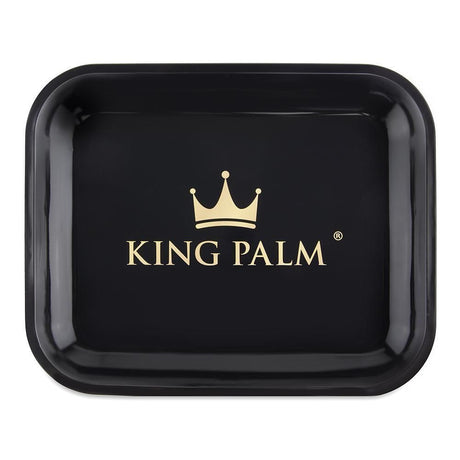 top view of the King Palm large black rolling tray. A premium and sleek product for rolling smoking products.