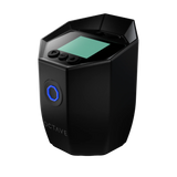 angled view of the Octave Terp Timer in a brushed black. A laser based thermometer for reading the temperate of your dabbing rig to get the perfect hit.
