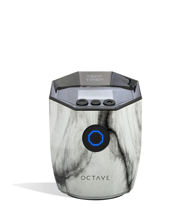 front view of the Octave Terp Timer in marble. A laser based thermometer for reading the temperate of your dabbing rig accurately.