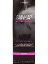 front view of the grape flavor of Puriclean Instant Max Cleaner. a strong detox solution with Purified's most concentrated solution.