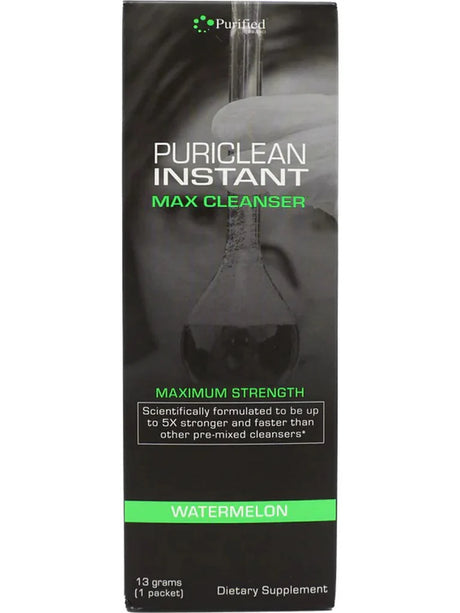 front view of the watermelon flavor of Puriclean Instant Max Cleaner. a product for those wanting a fast detox solution.