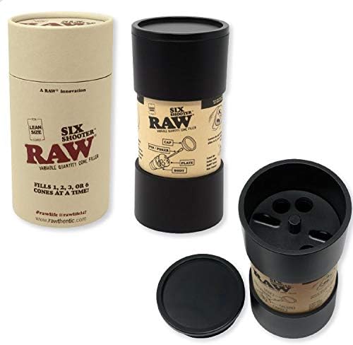 front and top view of the RAW six shooter cone filler. A novel product for filling multiple cones at once.