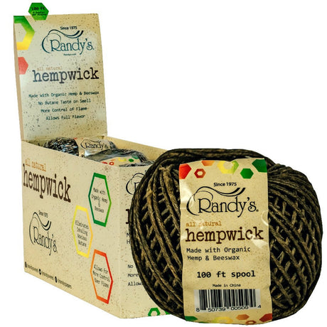 angle view of the Randy's Hemp Wick 100 foot spool. A durable and natural wick made from hemp fibers.