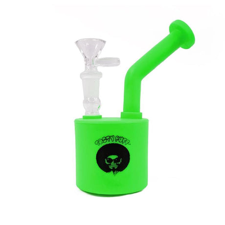 front view of the Tasty puff 7 cylinder dab rig in green. A unique filtration system for smooth and focused hits every time.