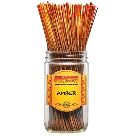 front view of the Wild Berry Amber incense sticks 100 count. A premium hand dipped product from the brand Wild Berry.