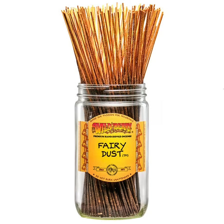 front view of the Wild Berry Fairy Dust incense sticks. 100 stick of Citrus and Sweet musk that gives a magical experience. 