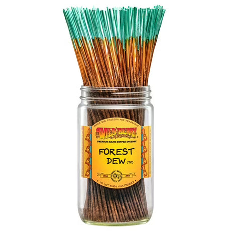 front view of wild berry forest dew incense stick 100 count jar. A refreshing incense experience from the incense company Wild Berry.