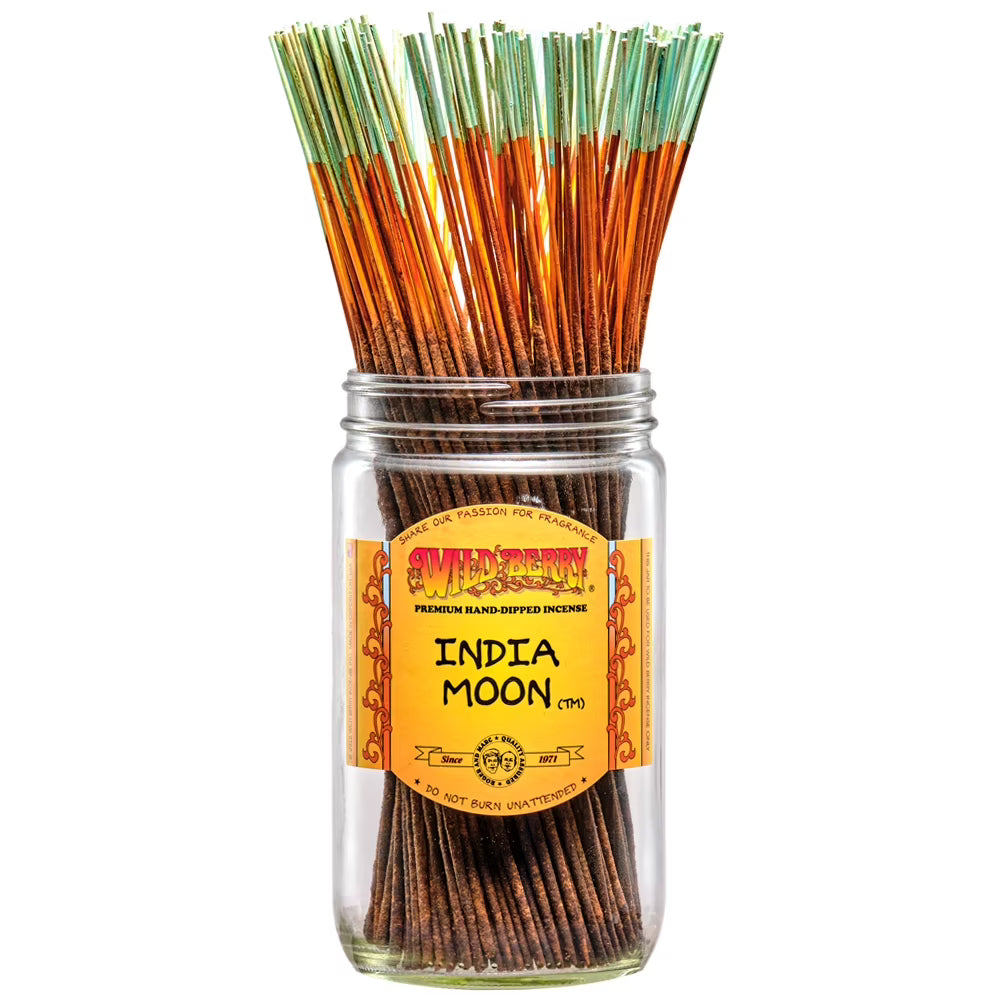 View of the wild berry India Moon incense. A product from Wild Berry that has a light and soft fragrance to give a mystical and serene atmosphere.