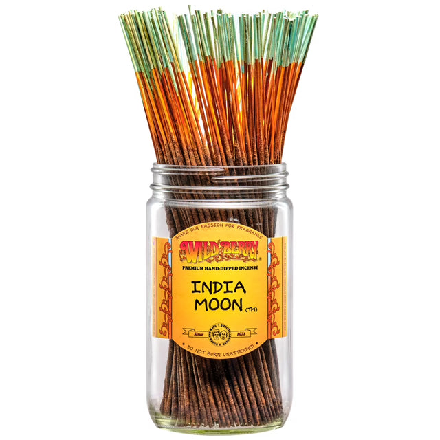 View of the wild berry India Moon incense. A product from Wild Berry that has a light and soft fragrance to give a mystical and serene atmosphere.