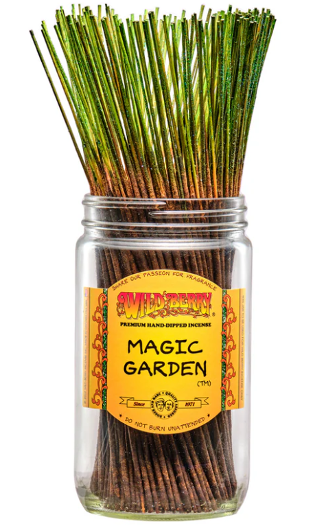 front view of the Green stem Wild berry Magic Garden incense sticks. A incense with complex and intricate botanical fragrances.