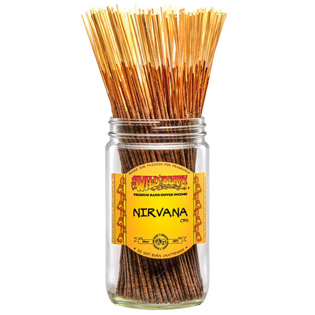 front view of wild berry Nirvana incense sticks. Giving calming and exotic aromas. with sandalwood, patchouli and exotic flowers with vanilla.