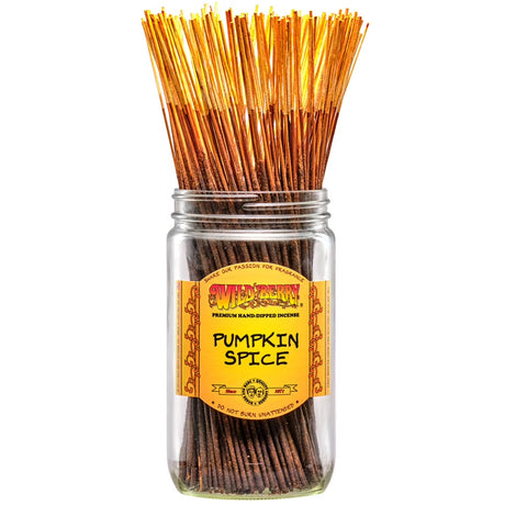 front view of the wild berry Pumpkin Spice incense sticks. Expertly crafted home baked fragrances with premium oils.