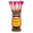 front view of raspberry rose incense sticks. A hand dipped incense giving aromas of juicy tart raspberry and fresh roses.