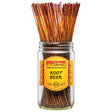 front view of the brown stalked Root Beer Incense Sticks by Wild Berry. A mix of sweet sassafras, vanilla and aromatic spices. Hand dipped and with premium oils.