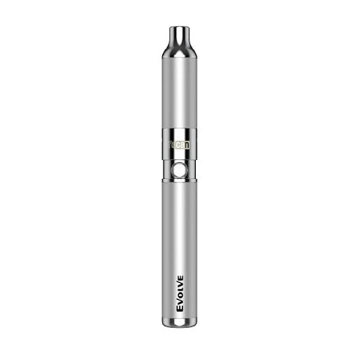 front view of the 2020 Edition Yocan Evolve in silver. a portable and convenient vaporizer with the modern performance for thick and satisfying clouds.