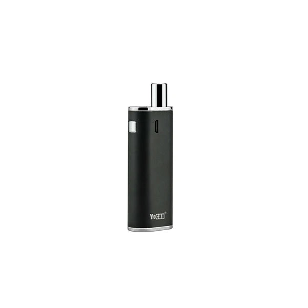 Front view of the black Yocan Hive cartridge battery made in a brush aluminum body.