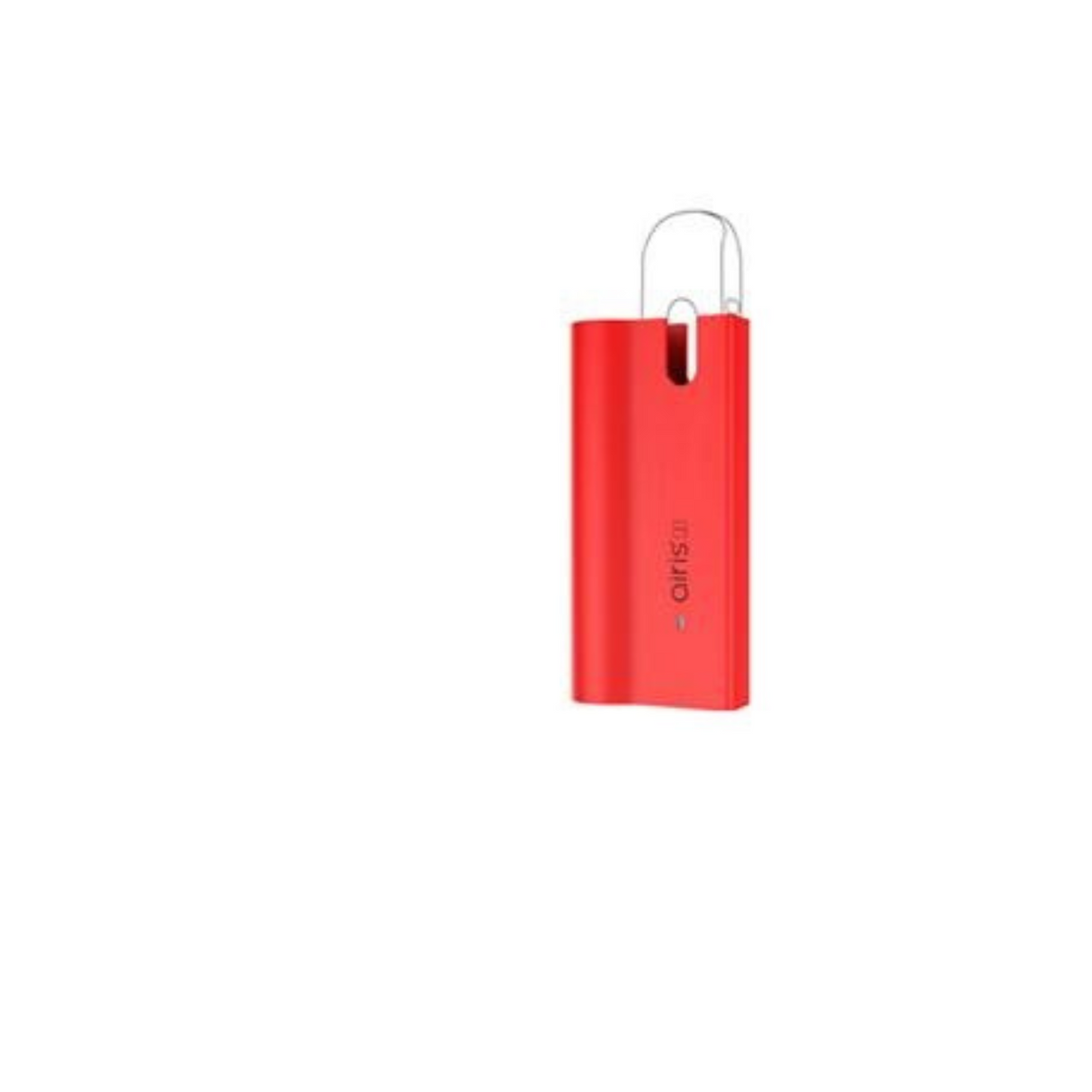 Front view of the Airis J universal pod battery in sleek red. This slim, highly portable vaporizer battery is specifically designed to be perfectly compatible with standard universal liquid and oil pods for seamless vaping on the go.