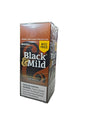 Angled front view of the Black and Mild Original Plastic Tip 25-count singles box in classic beige and brown. These popular machine-made pipe tobacco cigarillos come in a wholesale 25-count box of singles, perfect for retail point-of-purchase displays.