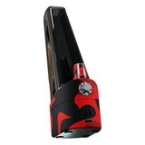 Front view of the Cake Glow Dab Rig in red camo. Designed with a unique pattern, this electric dab rig utilizes a high-quality quartz atomizer to preserve terpene profiles and maximize flavor.