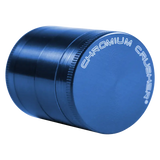 front view of the chromium crusher 1.6" 4 piece grinder. premium and sturdy grinder for botanical herb in blue.