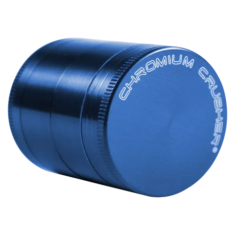 front view of the chromium crusher 1.6" 4 piece grinder. premium and sturdy grinder for botanical herb in blue.