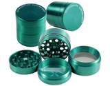 front view of the chromium crusher 1.6" 4 piece grinder. premium and sturdy grinder for botanical herb in green.