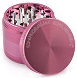 front view of the chromium crusher 1.6" 4 piece grinder. premium and sturdy grinder for botanical herb in pink.