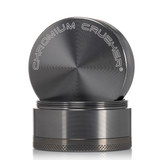 front view of the chromium crusher 2.2" 4 piece grinder. premium and sturdy grinder for botanical herb in grey.