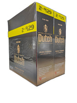 Front view of the Dutch Masters Irish Fusion Creamy cigarillos box in soft green and cream. These slow-burning natural leaf cigarillos come in a wholesale 15-count box of 2-packs, ideal for retail counter displays.