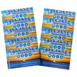 Front angled view of the Elements 110mm Roller Spare Apron 10-pack in translucent white with blue packaging. Designed as direct replacements for King Size rolling machines, these durable vinyl sleeves ensure smooth, perfectly rolled joints every time.