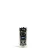 Front view of the Exxus Claro 510 Battery in translucent clear. This 400mAh vaporizer features a see-through polycarbonate housing that exposes the internal circuitry alongside an OLED digital interface for precise voltage control.
