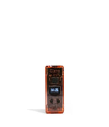 Front view of the Exxus Claro 510 Battery in translucent red. This 400mAh vaporizer features a see-through polycarbonate housing that exposes the internal circuitry alongside an OLED digital interface for precise voltage control.