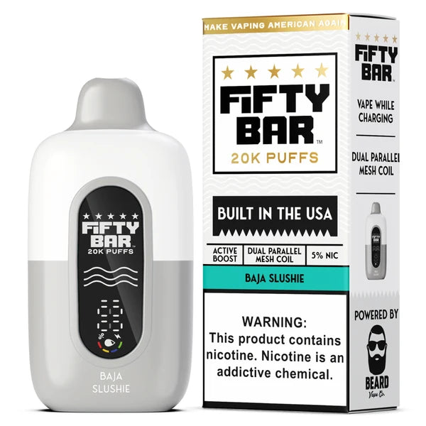 Fifty Bar V2 White 20000 Puffs Disposable Vape 5CT/Display