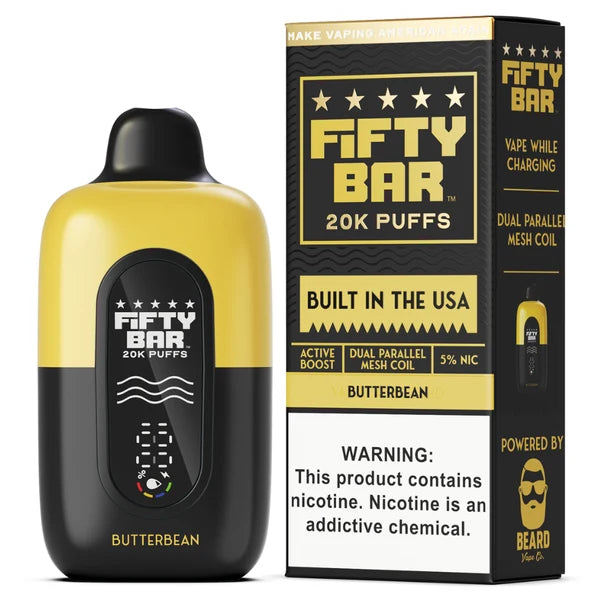 Fifty Bar V2 Black 20000 Puffs Disposable Vape 5CT/Display